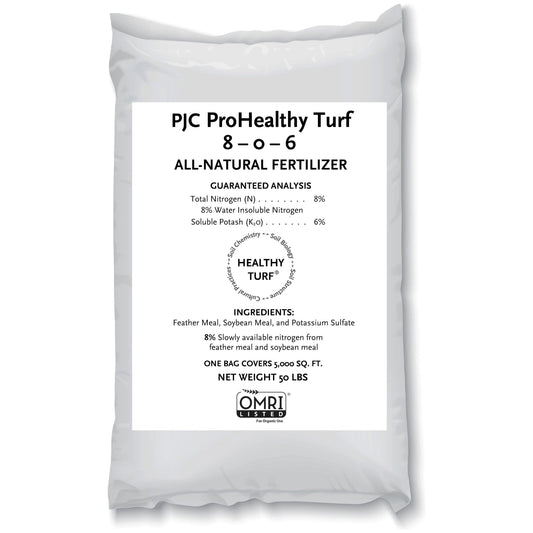 PJC ProHealthy Turf 8-0-6, 50 lb. Bag.