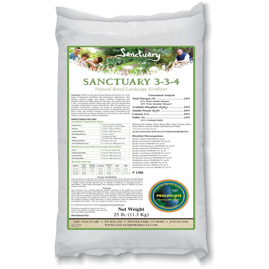 Sanctuary 3-3-4 Natural Fertilizer, 25 lb. Bag