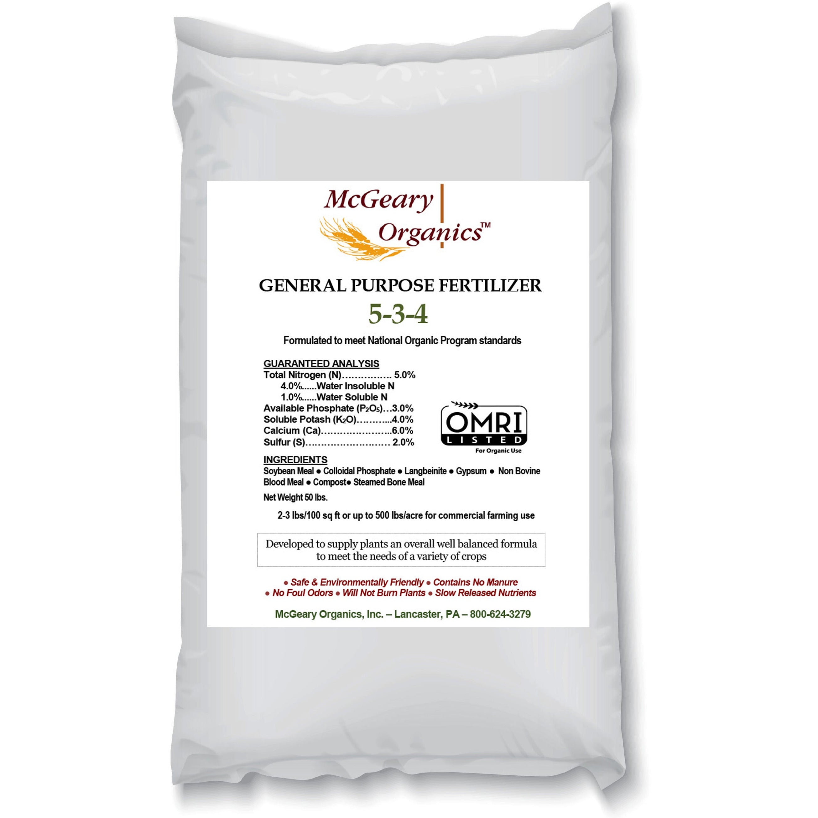 white plant fertilizer McGeary Organics 5-3-4 General Purpose Fertilizer – Green Earth Ag & Turf