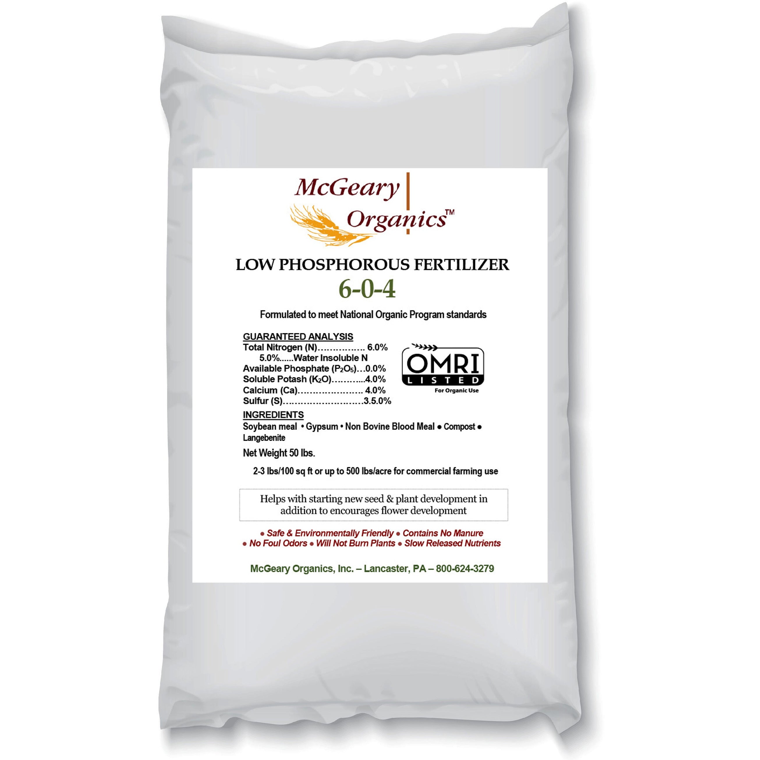 low phosphorus plant fertilizer McGeary Organics Low Phosphate 6-0-4 – Green Earth Ag & Turf