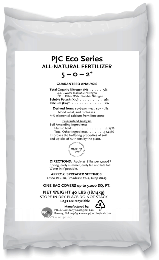 PJC Eco Series 5-0-2+Lime, Pallet of 40 lb. Bags.