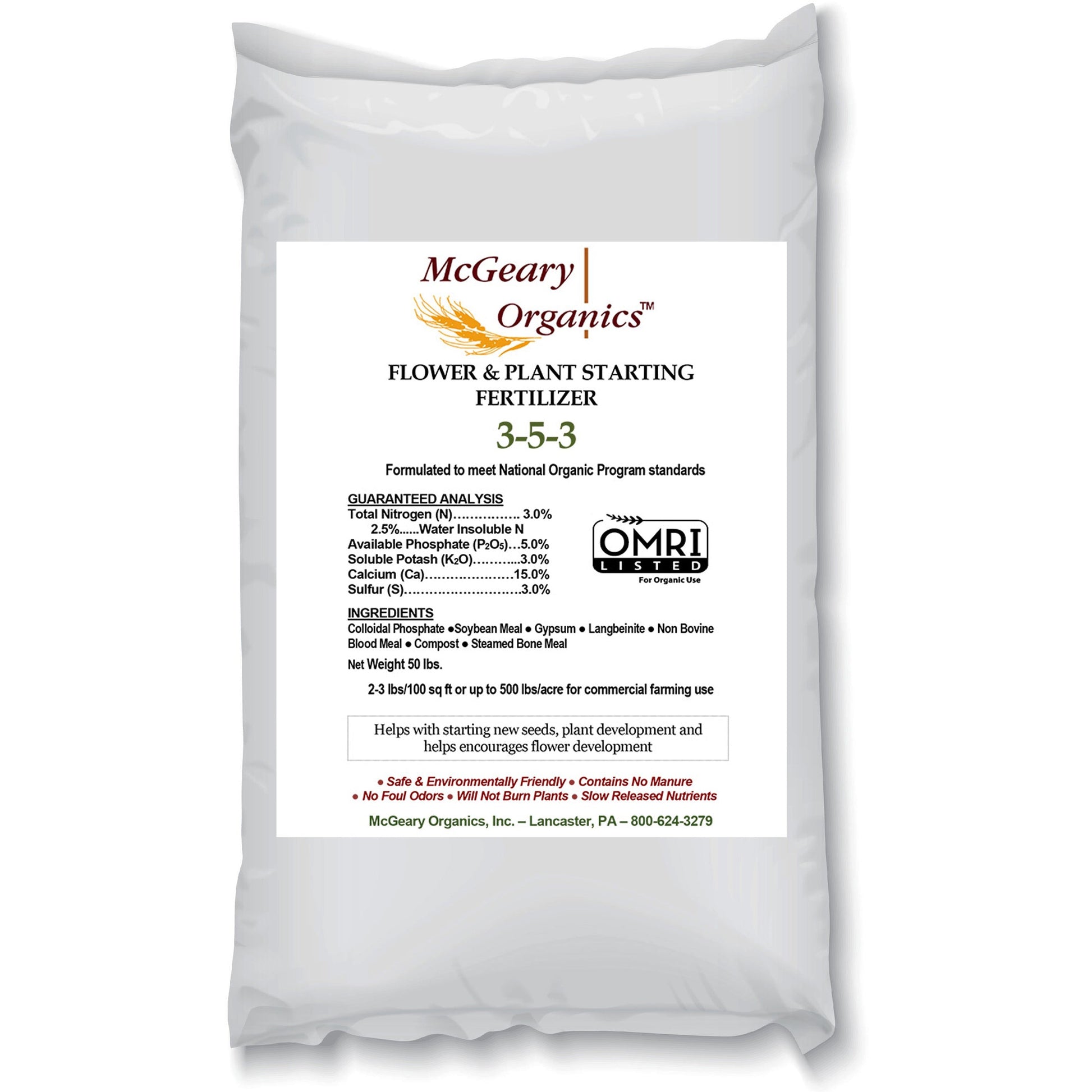 McGeary Organics 3-5-3 Flower & Plant Starter Organic Fertilizer GrowItNaturally.com